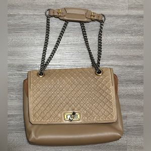 Vintage Lanvin Happy Quilted Leather Shoulder Bag Beige Medium